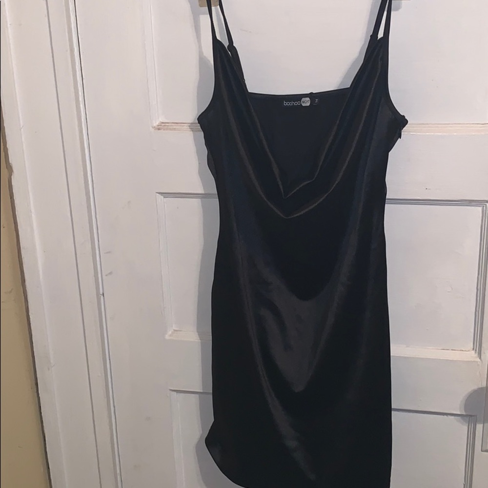 Satin cowl neck dress